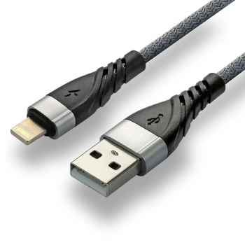 Kabel USB -> Lightning 1m 2,4A pleciony szary EVERACTIVE (CBB-1IG)