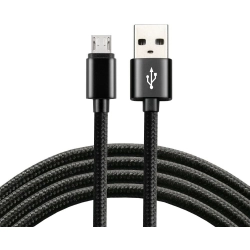 Kabel USB - microUSB EVERACTIVE 1,2m 2,4A pleciony czarny (CBB-1.2MB)