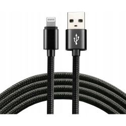 Kabel USB - Lightning EVERACTIVE 1m 2,4A pleciony czarny (CBB-1IB)