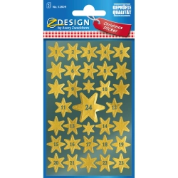 Naklejki Z-Design - złote gwiazdy z cyframi 52809 AVERY ZWECKFORM