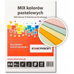 Papier ksero A4 mix pastel 250ark EMERSON xem1000250pwn