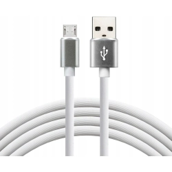 Kabel USB - microUSB EVERACTIVE 1m 2,4A silikonowy biały (CBS-1MW)