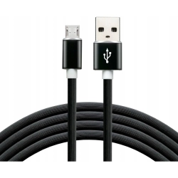 Kabel USB - microUSB EVERACTIVE 1m 2,4A silikonowy czarny (CBS-1MB)