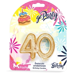 Świeczka urodzinowa złoty brokat SF-057 (40) GO PARTY