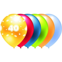 Balon metalik nadruk 40 mix kolor 5szt. B286 GO PARTY