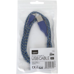 Kabel USB -> microUSB 1m pleciony niebiesko-żółty OMEGA REPTILE (42315)