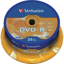 Płyta DVD-R 4,7GB VERBATIM cake (25szt) 16x Matt Silver 43522