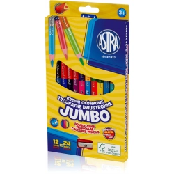Kredki ołówkowe JUMBO 12=24 kolory z temperówką 312118001 ASTRA