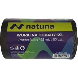 Worki na śmieci NATUNA 35L ekonomiczny (50szt) 25mic LDPE