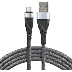 Kabel USB - microUSB EVERACTIVE 1m 2,4A pleciony szary (CBB-1MG)