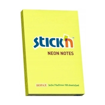 Bloczek STICK`N 76x51mm 100k żółty neon 21132