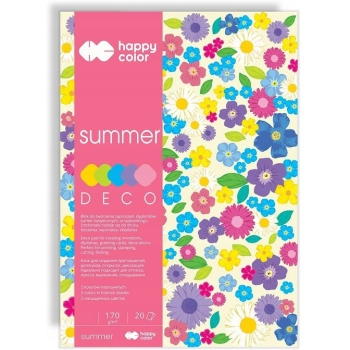 Blok DECO SUMMER A5, 170g.20ark. 5 kolorów HA 3817 1520-120 HAPPY COLOR