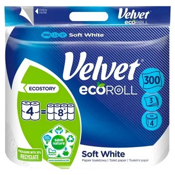 Papier toaletowy VELVET ECOROLL biały 3w. (4rol.)