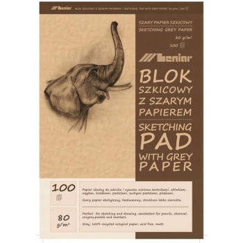 Blok szkicownik A3 100k 80g papier szary 90854 LENIAR