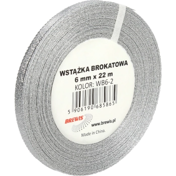 Wstążka brokatowa srebrna 6mm(2szt) WB6-2 BREWIS