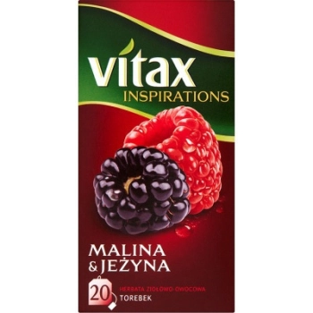 Herbata owocowo-ziołowa VITAX INSPIRATIONS (20 torebek z zawieszką) 40g Malina & Jeżyna