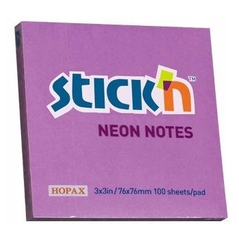 Bloczek STICK"N 76x76mm fioletowy neonowy 100k 21210 STICK"N