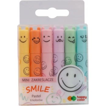 Zakreślacze mini SMILE 6 kolorów pastelowych HA 4130 02PA-WP6 Happy Color