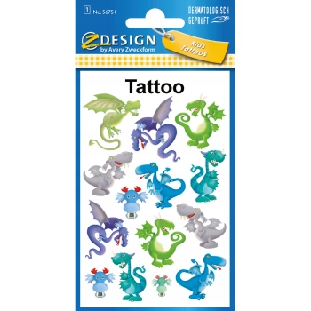 Naklejki tatuaże dla dzieci SMOKI 56751 Z-DESIGN KIDS TATTOO AVERY ZWECKFORM